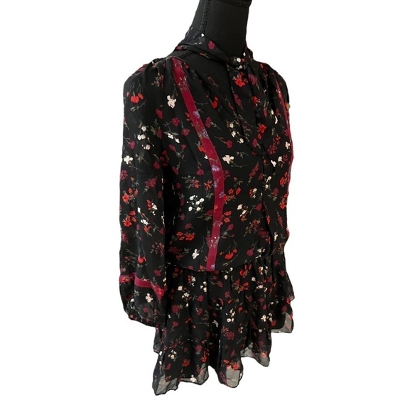 Joie Silk Floral Dress Sheer Sleeves Size Small NWT - Picture 6 of 14